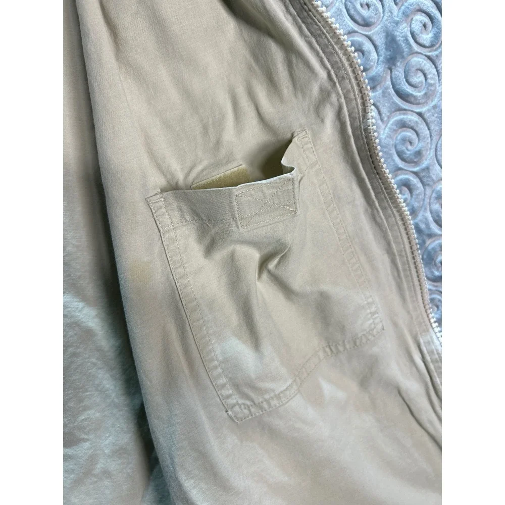 Banana Republic Khaki  Vest‎ Hooded Multi Pocket Zip Up Sleeveless Men Siz L